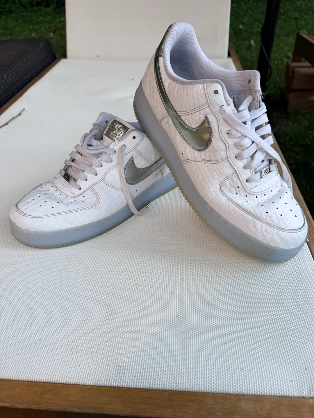 Nike Air Force 1 White Crocodile Embossed Sneakers Size 13