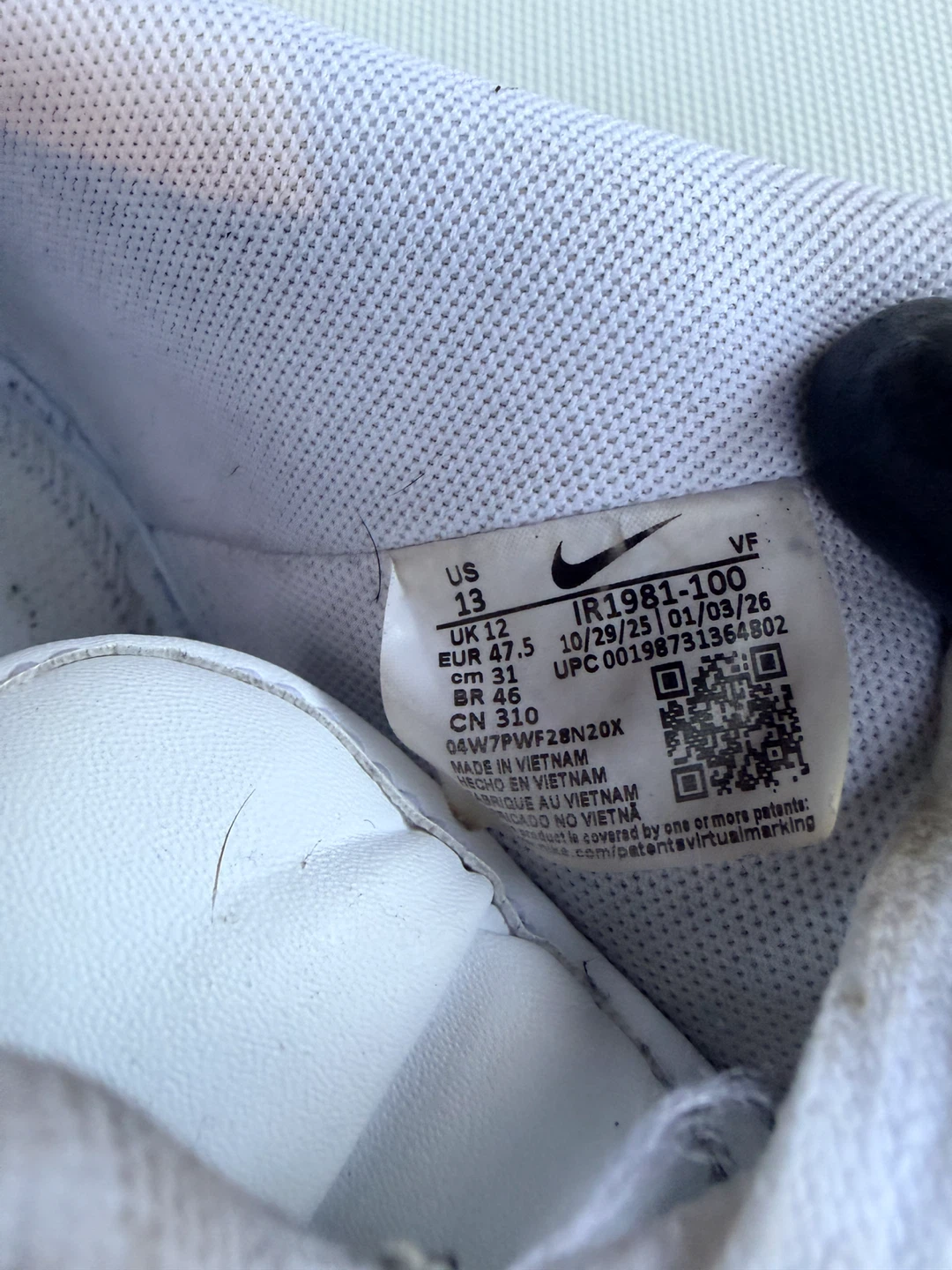 Nike Air Force 1 White Crocodile Embossed Sneakers Size 13 - photo 2