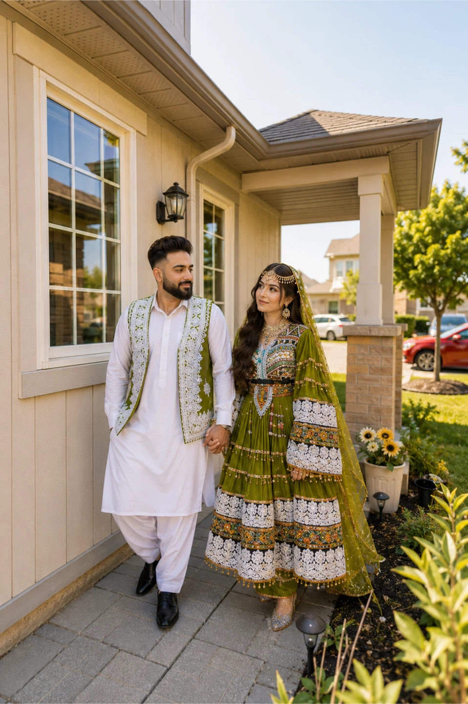 Traditional Afghan Wedding Attire for Couple
