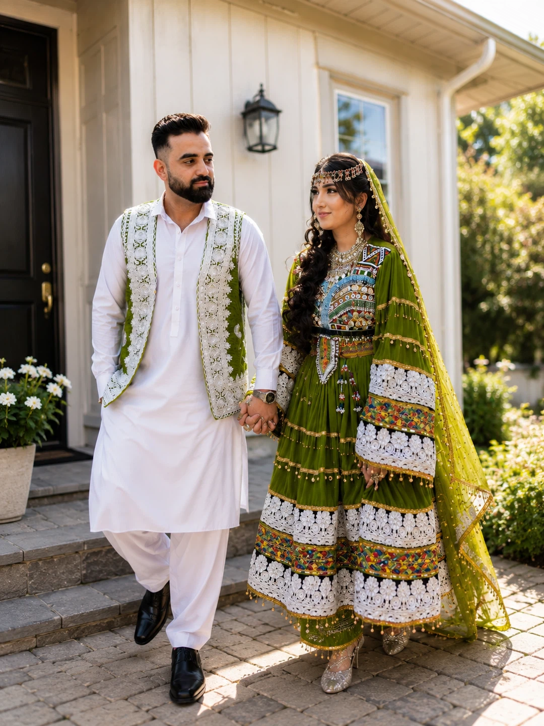 Traditional Afghan Wedding Attire for Couple - photo 3