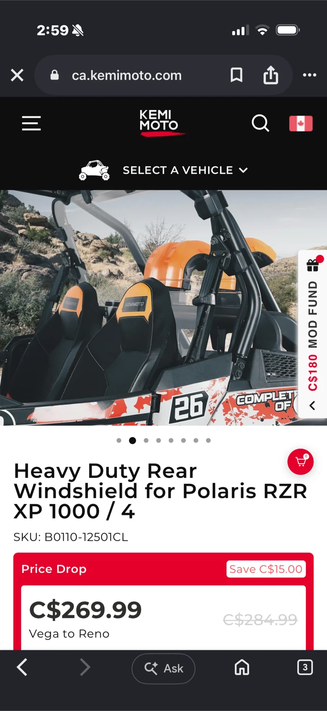 Rear Windshield for Polaris RZR XP 1000 / 4 - photo 4