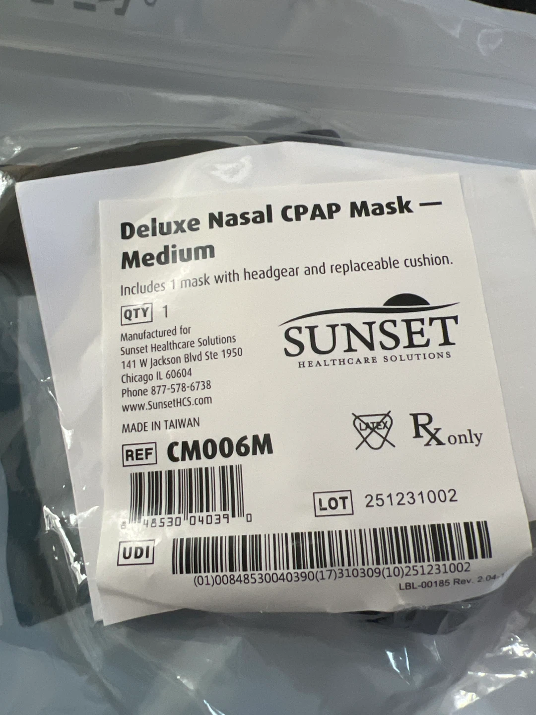 Sunset Healthcare Deluxe Nasal CPAP Mask - Medium - photo 2