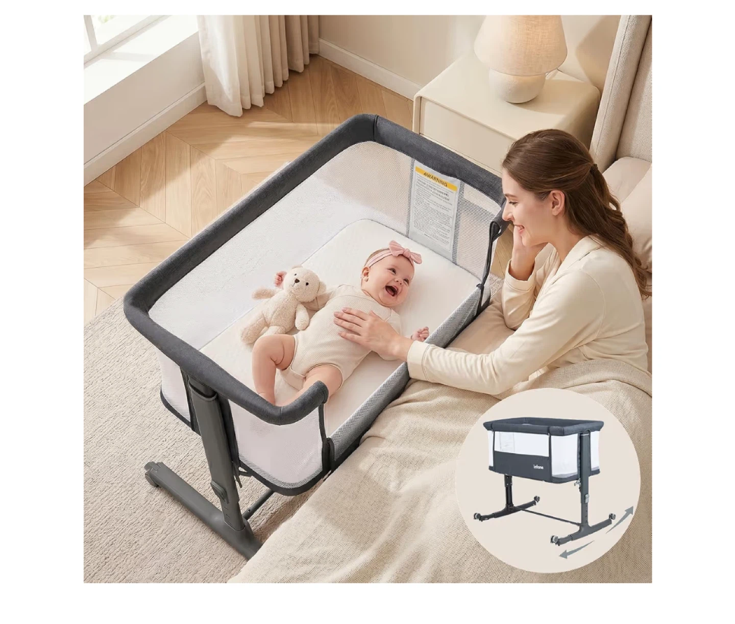 Baby Bassinet Bedside Sleeper turns in to play pan - photo 2