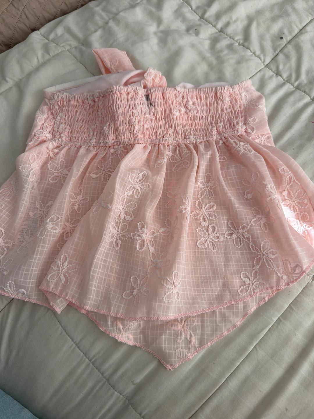 SHEIN Pink Embroidered Smocked Top - photo 2