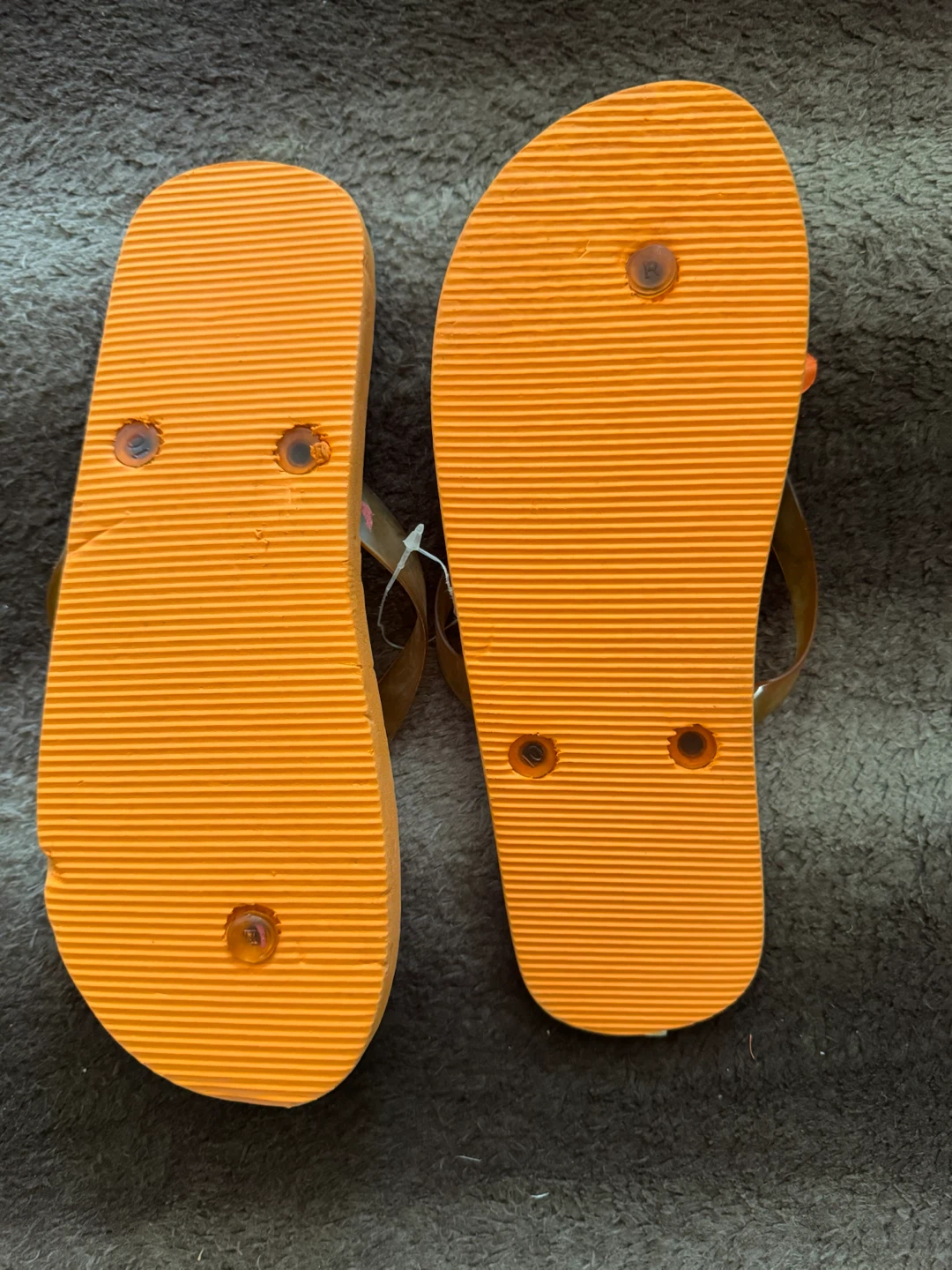Orange polka dot flip flops with flower detail - Size 2 - photo 2