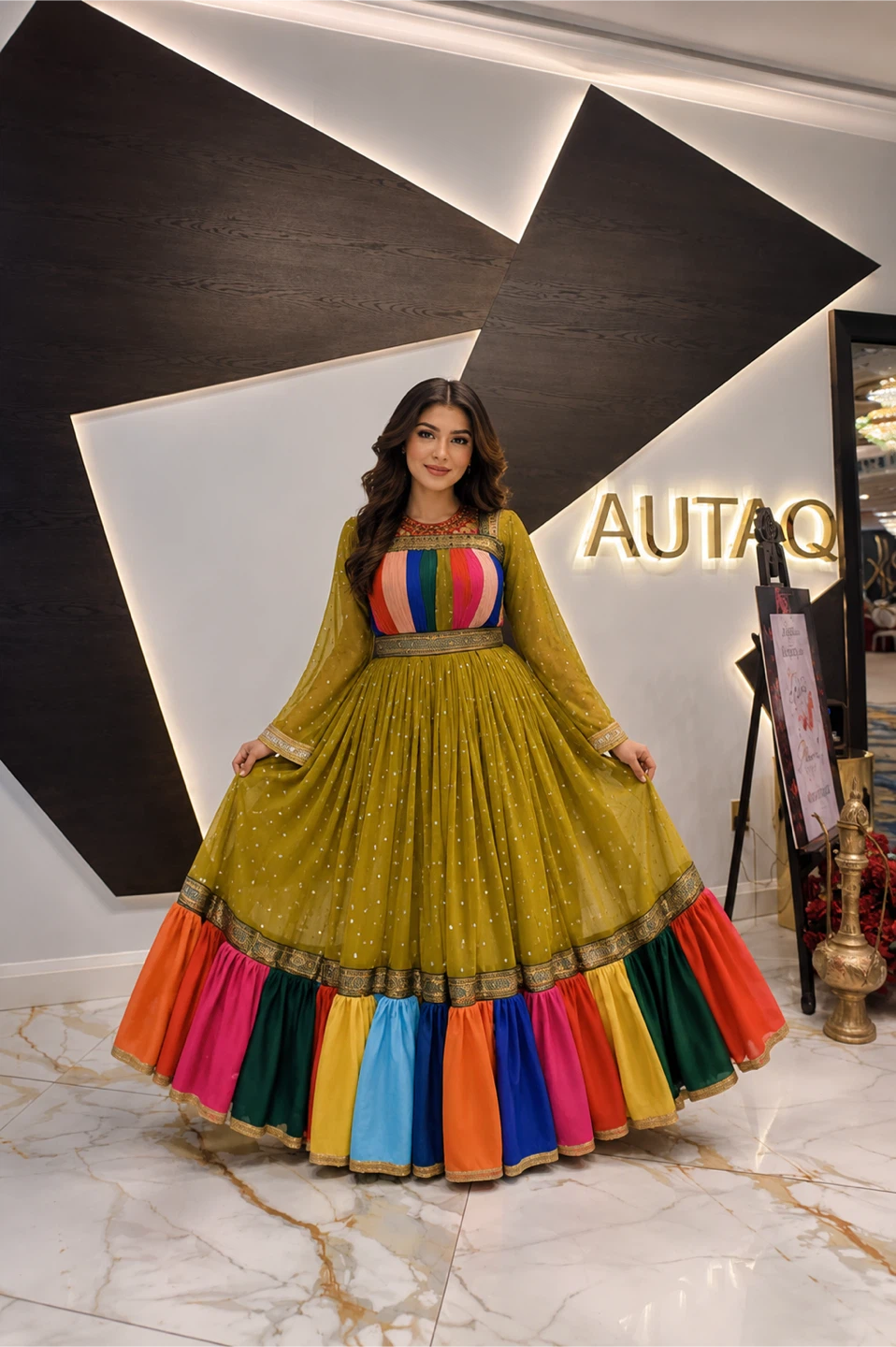 Afghan Traditional Olive Green Dress - photo 3