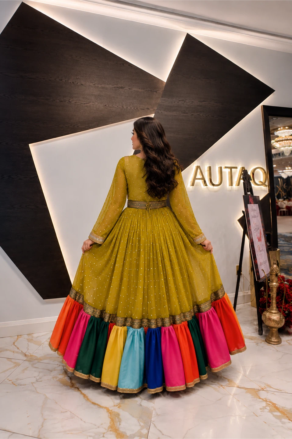 Afghan Traditional Olive Green Dress - photo 4