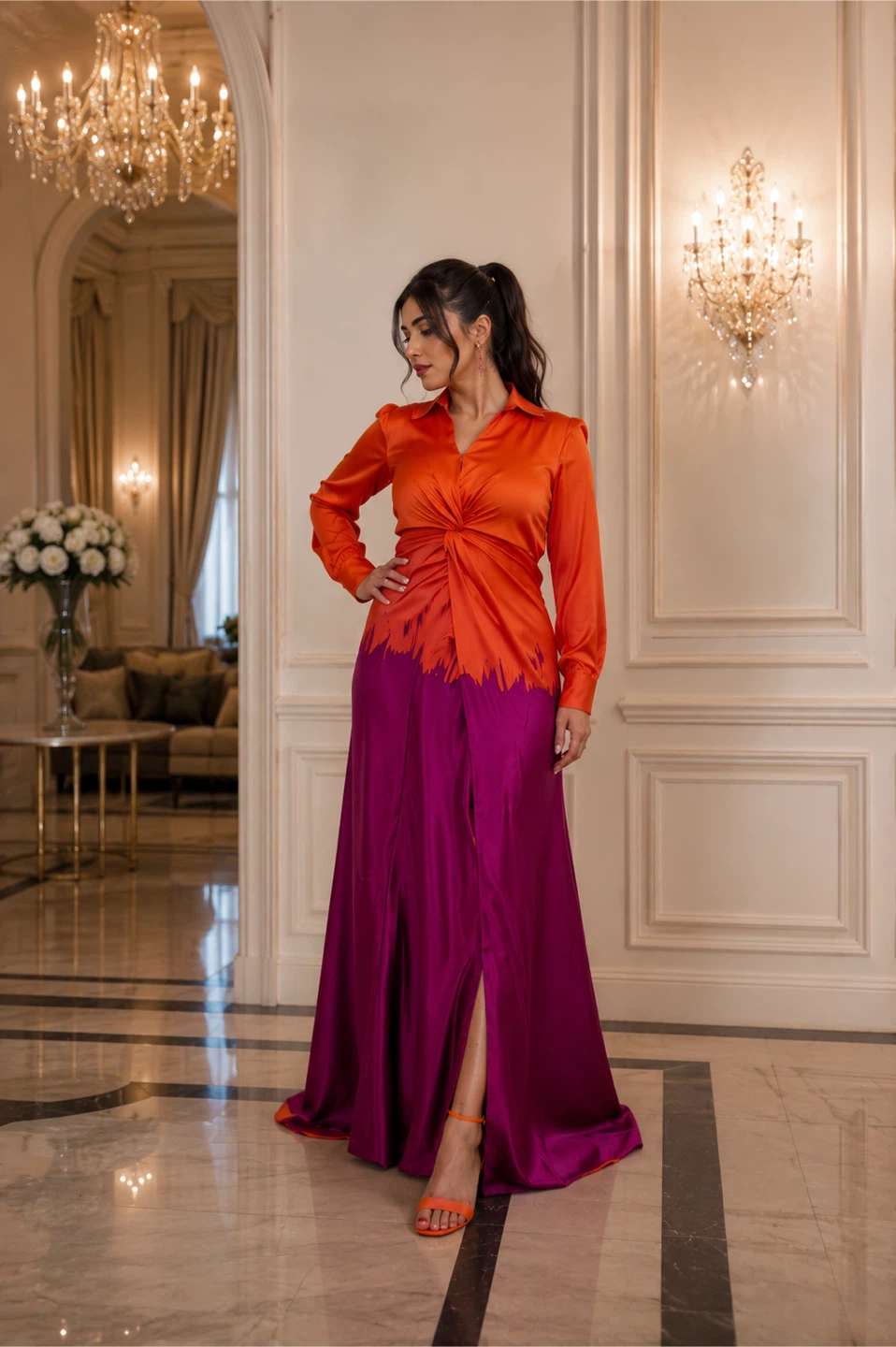 Two-tone maxi dress