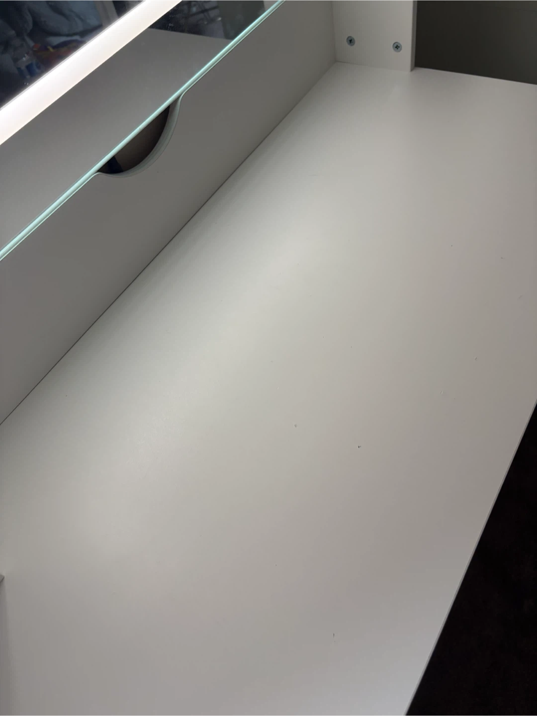 White Vanity Desk with Mirror and Lights - photo 2