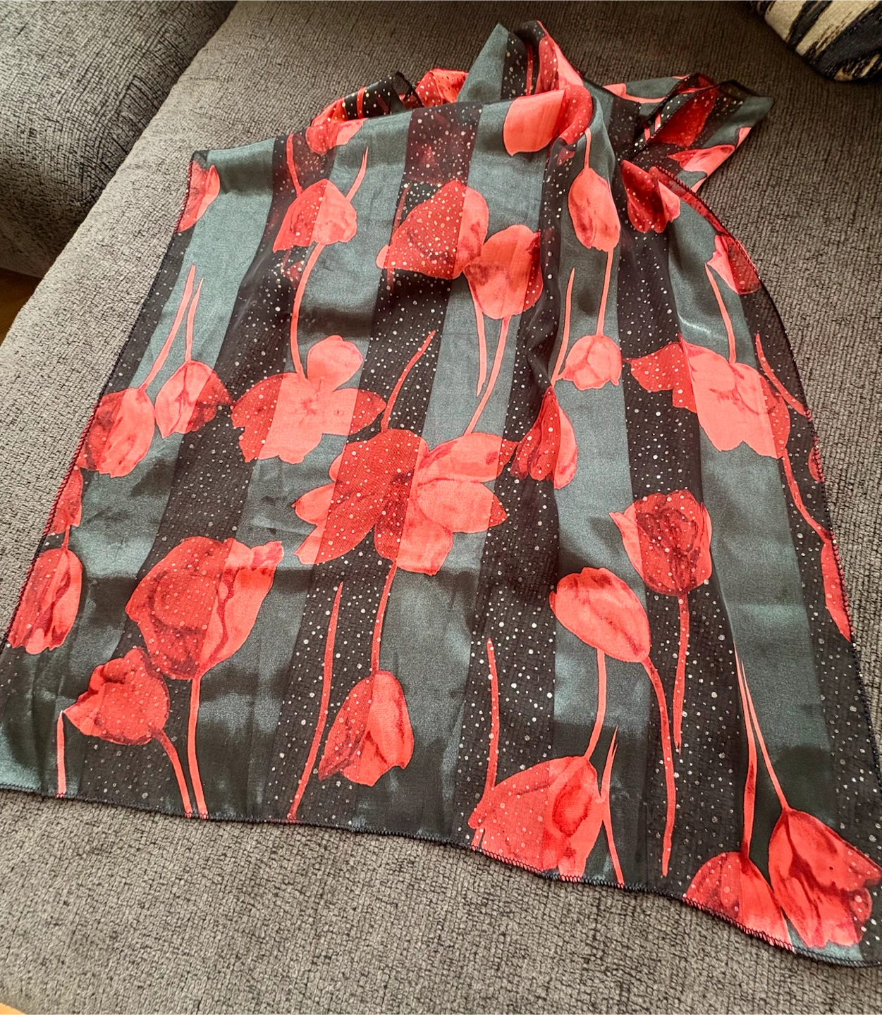 Red Floral Scarf - photo 3
