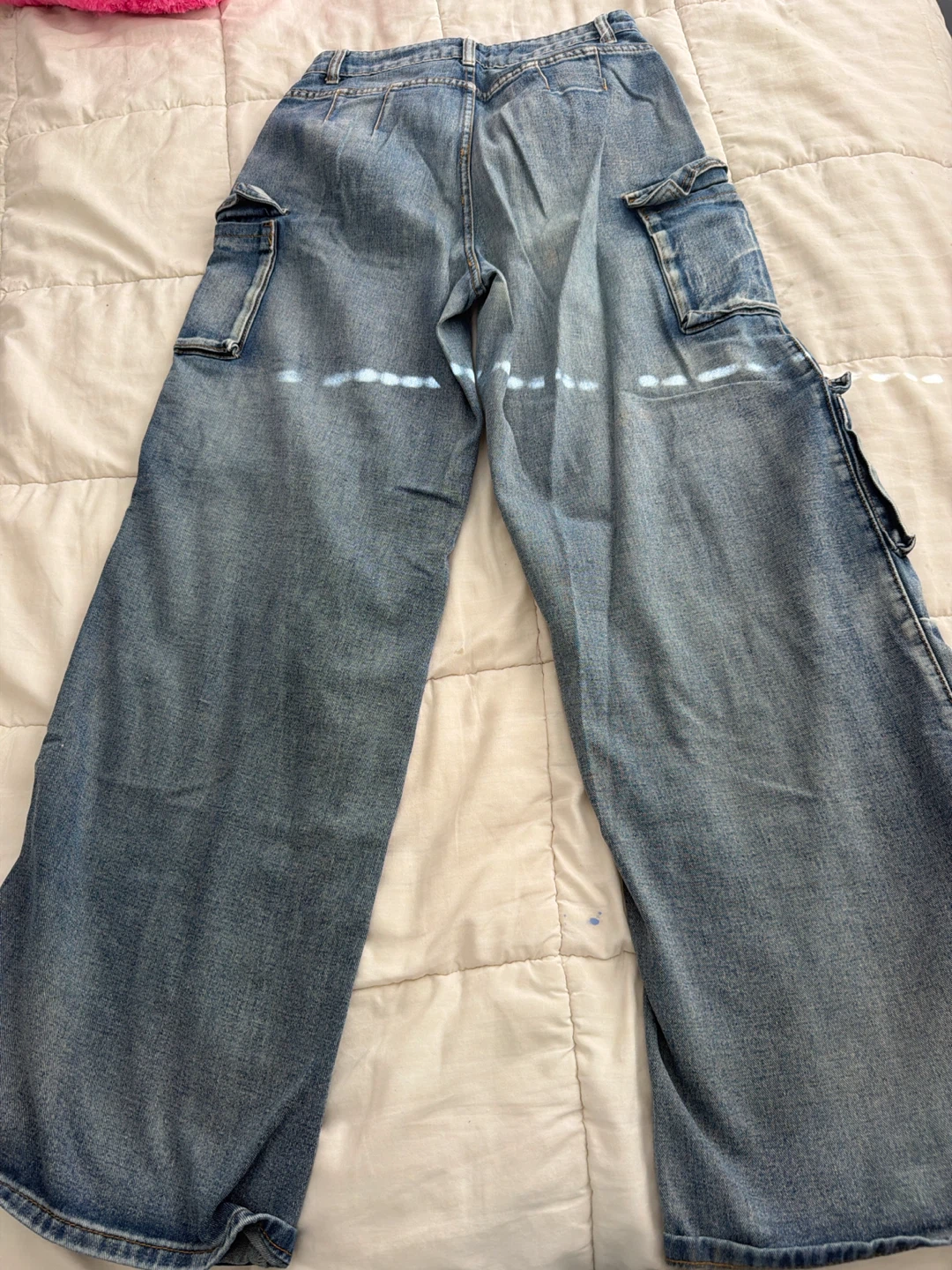 SHEIN Women's Distressed Wide Leg Cargo Jeans Size 26 - photo 2