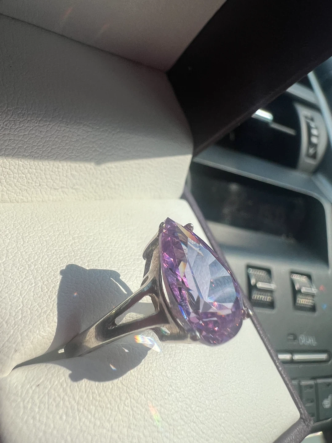 925 Pear Cut Brazilian amethyst  Ring Sterling Silver - photo 2