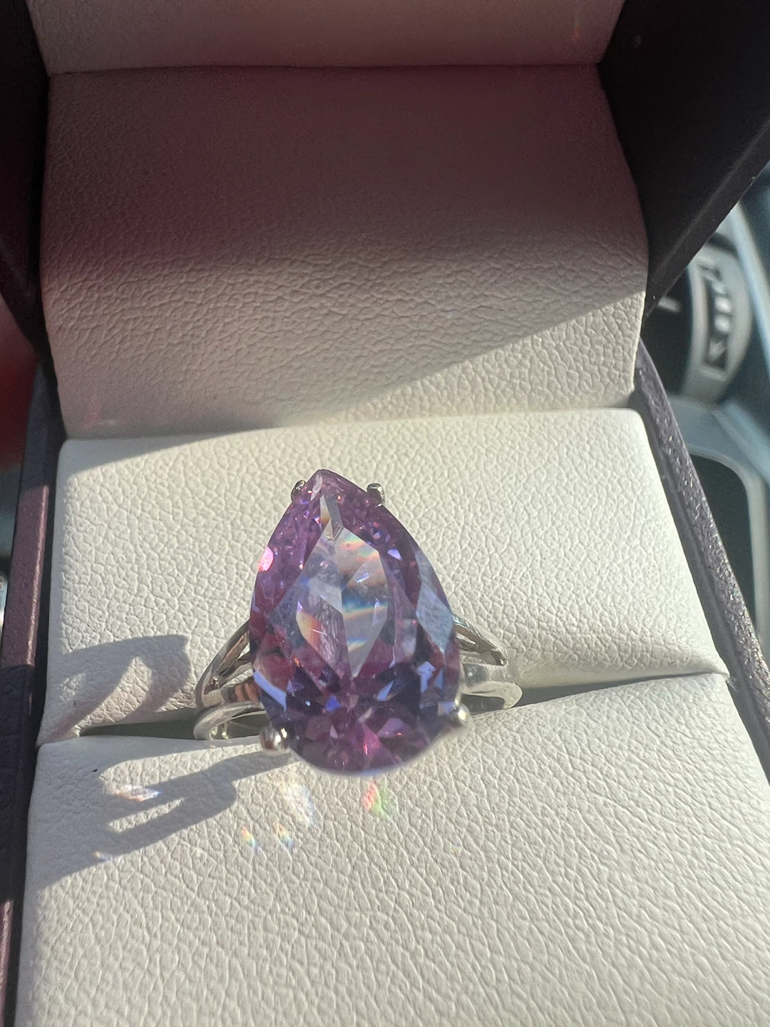 925 Pear Cut Brazilian amethyst  Ring Sterling Silver - photo 3