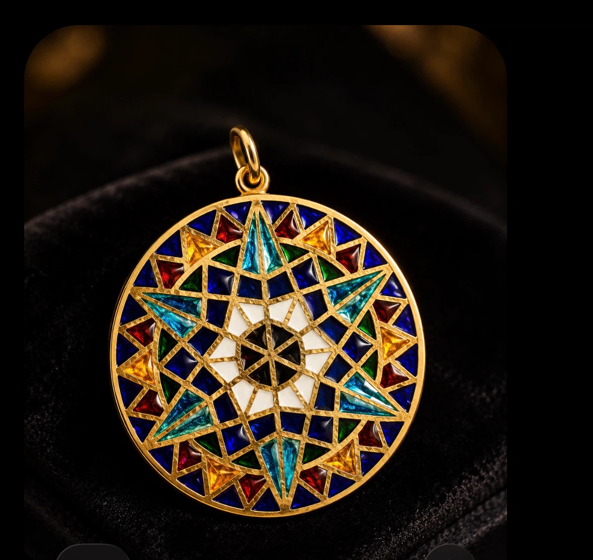 14K plique-à-jour pendant