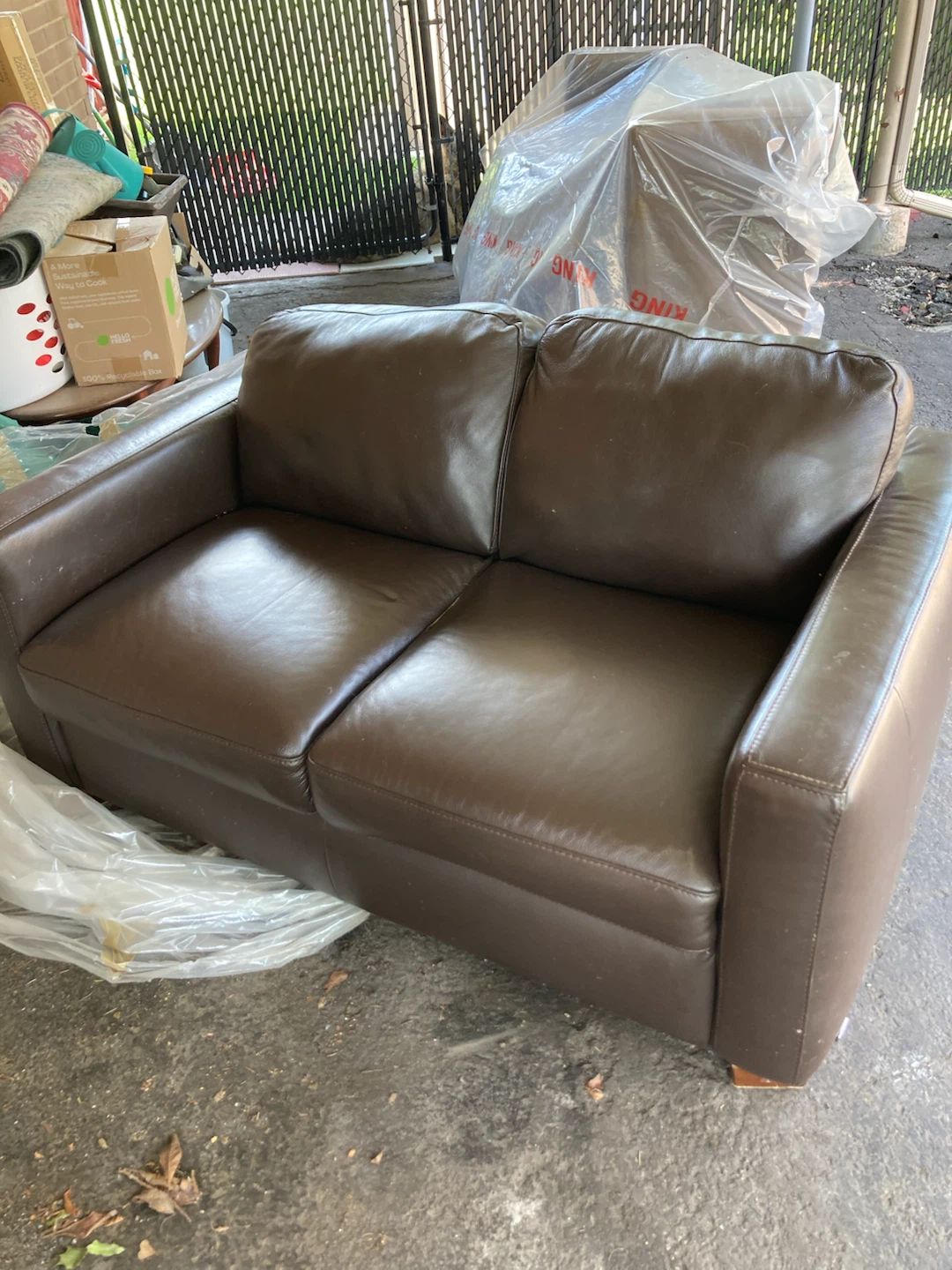 Brown Leather Loveseat Sofa