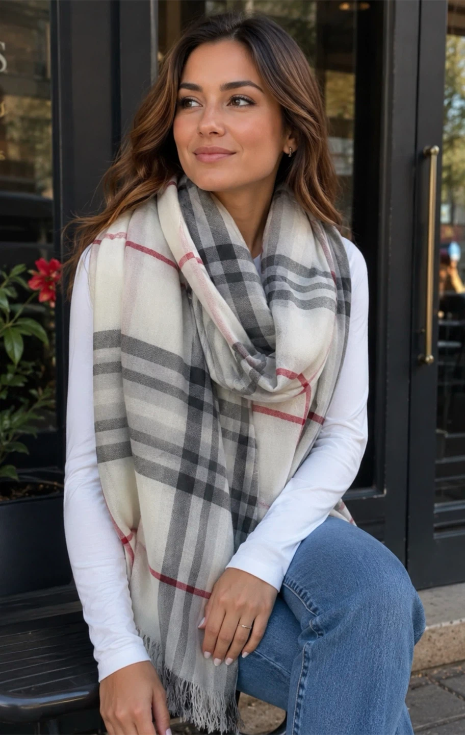 FRAAS Plaid Viscose Scarf