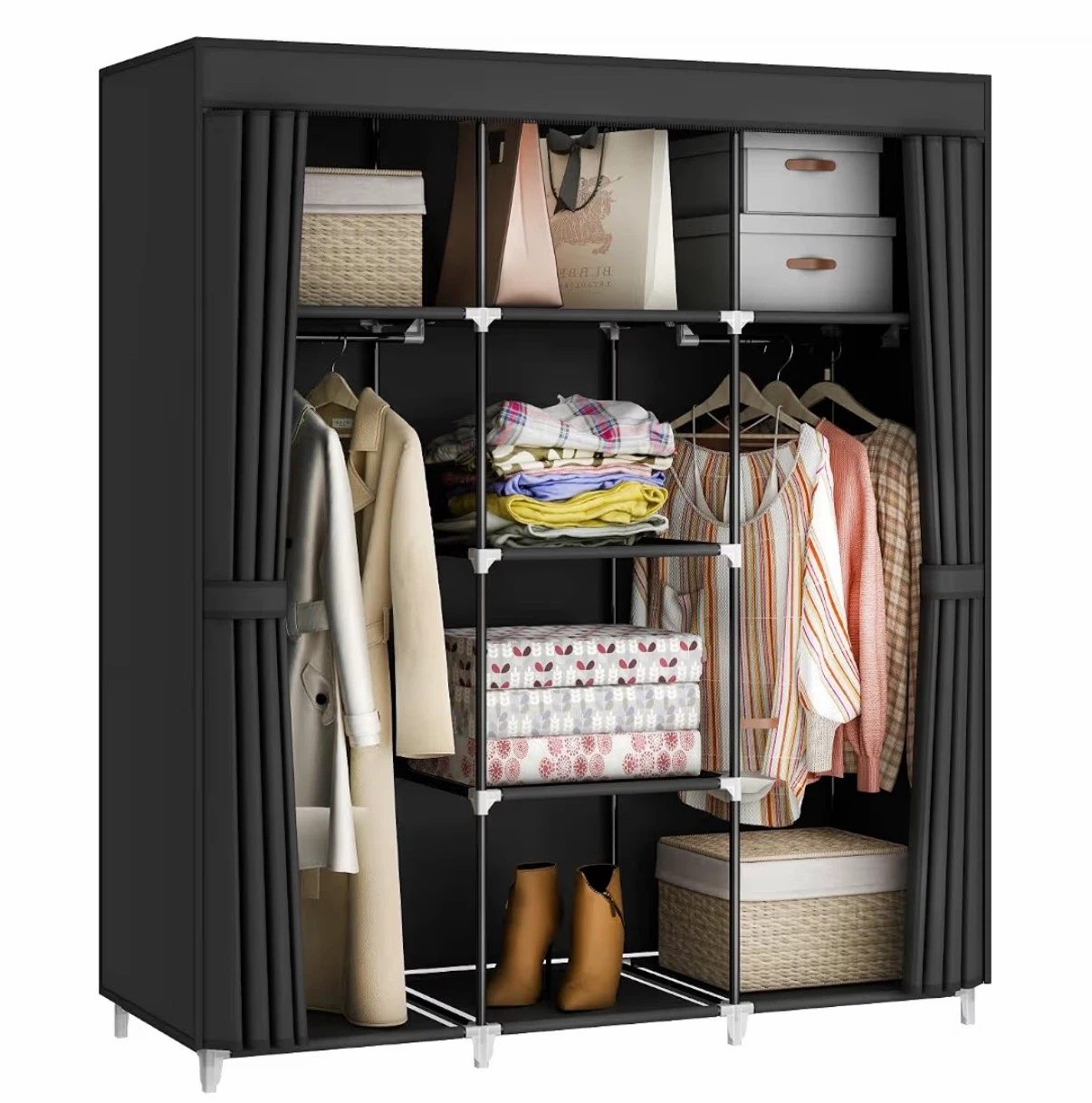 Black Portable Wardrobe Clothes Closet Organizer