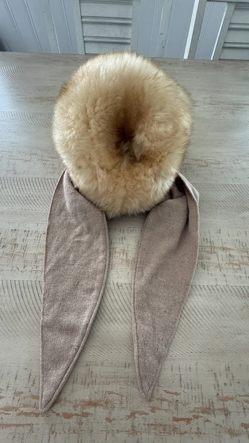 Alexander's Dyed Tuscan Lamb Fur Hat with Jersey Ties