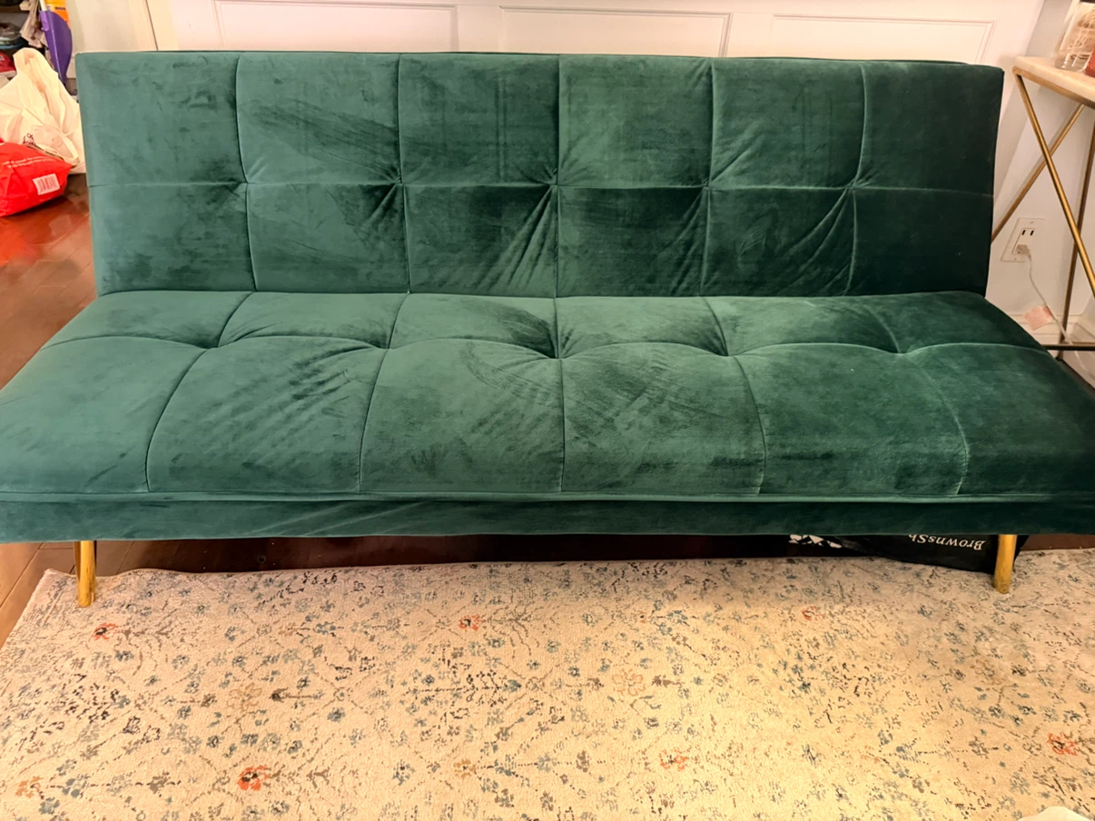 Green Velvet Futon Sofa
