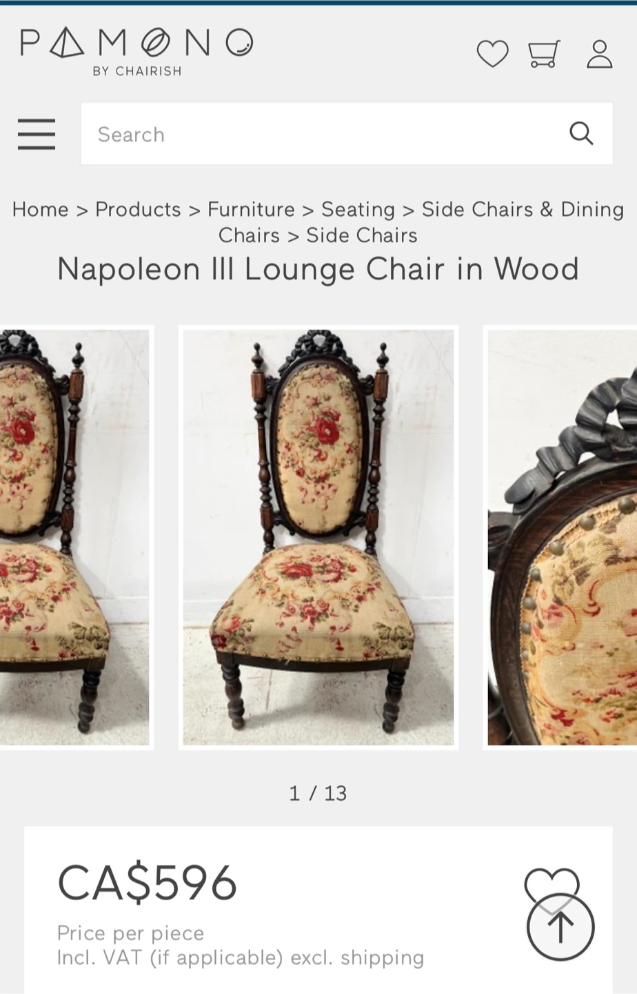 Victorian Renaissance Revival Mahogany Tapestry Fabric Chair