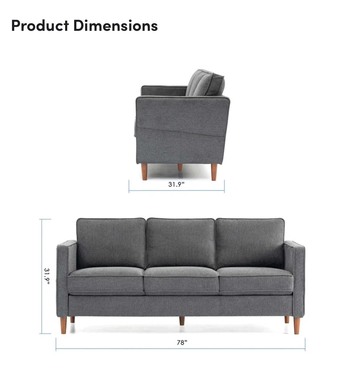 Dark Grey 3-Seater Sofa - photo 3