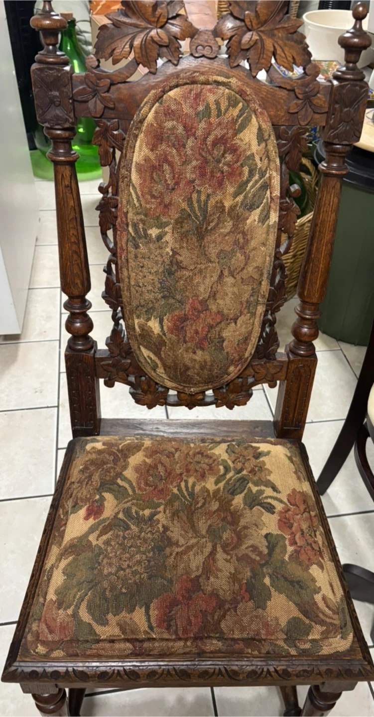 Victorian Renaissance Revival Mahogany Tapestry Fabric Chair - photo 5