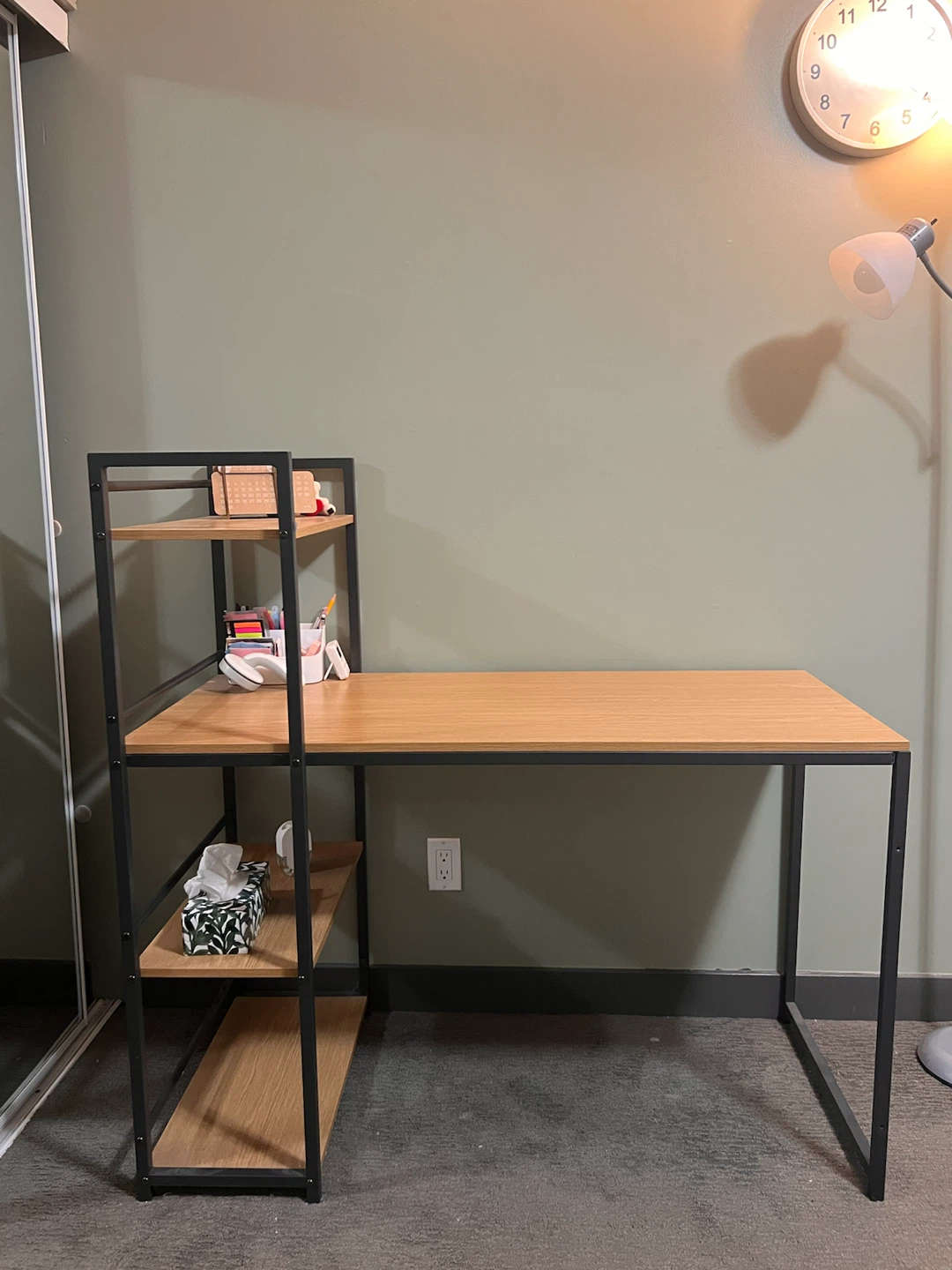 Wooden Desk with Shelving Unit