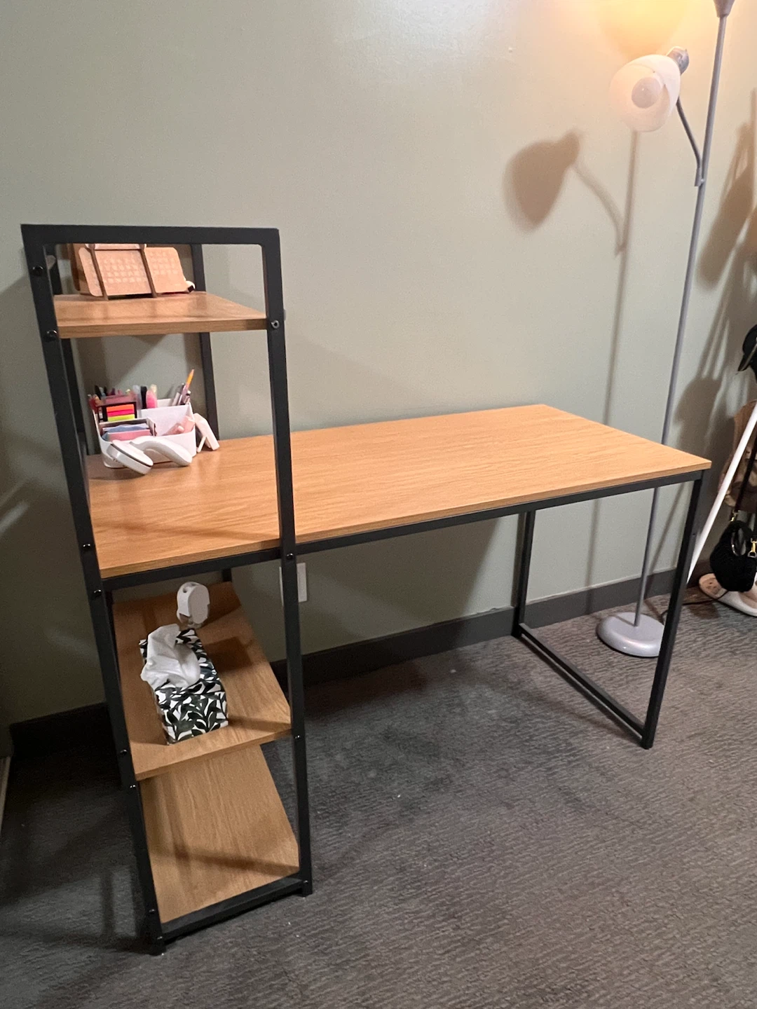 Wooden Desk with Shelving Unit - photo 2