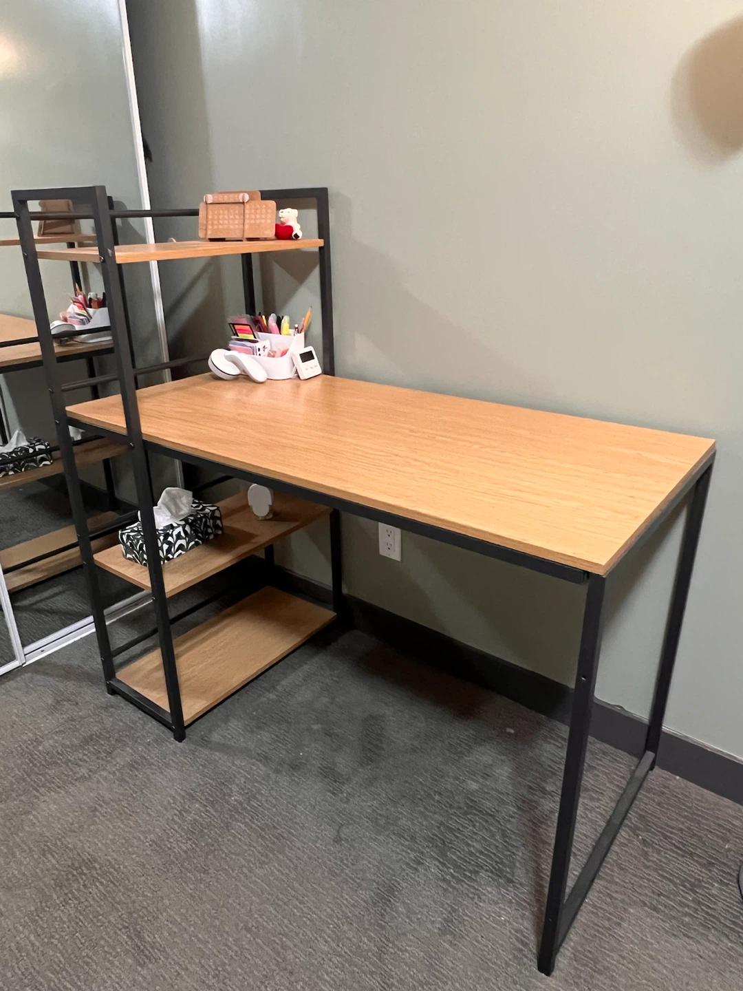 Wooden Desk with Shelving Unit - photo 3