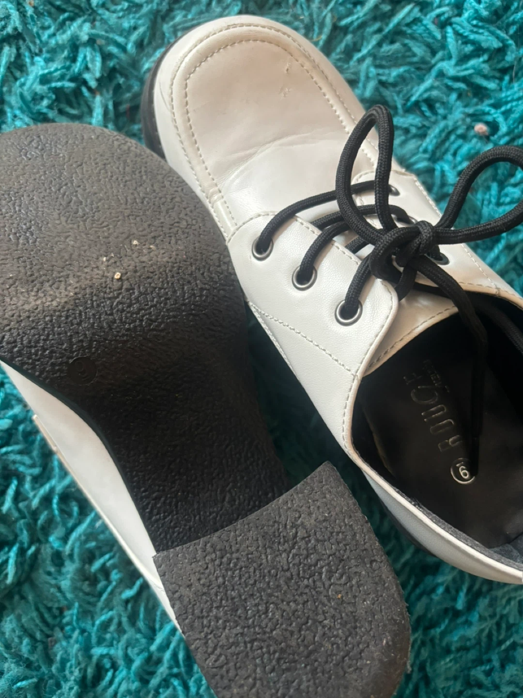 White Platform Lace-Up Shoes Size 9 - photo 2