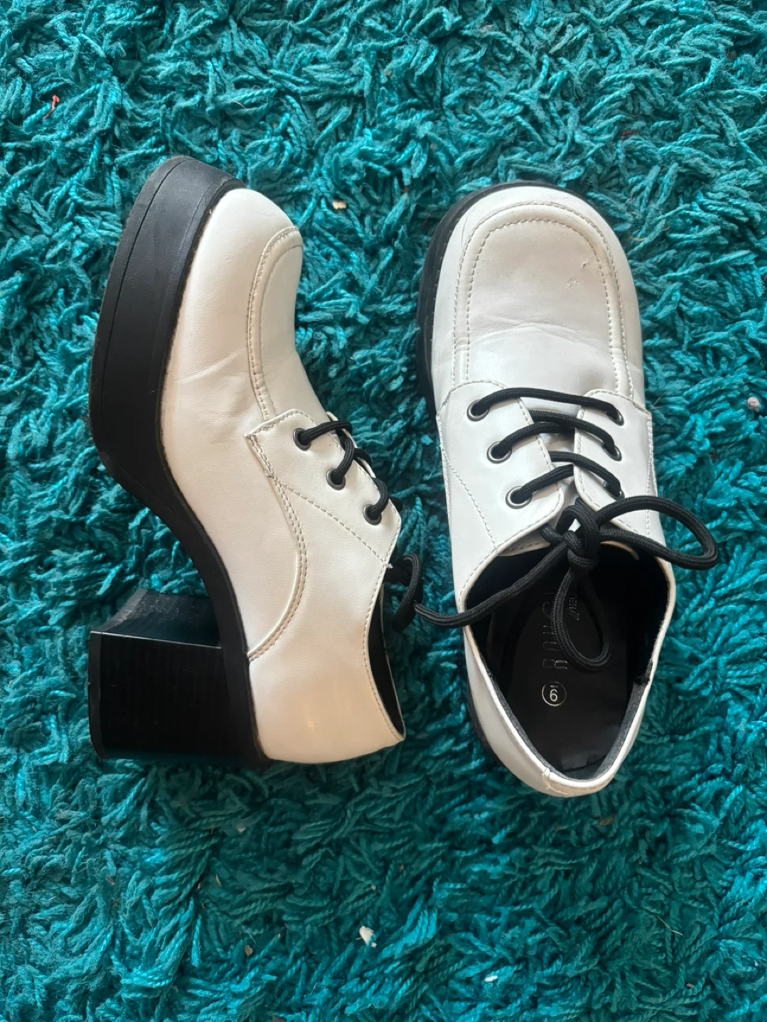 White Platform Lace-Up Shoes Size 9