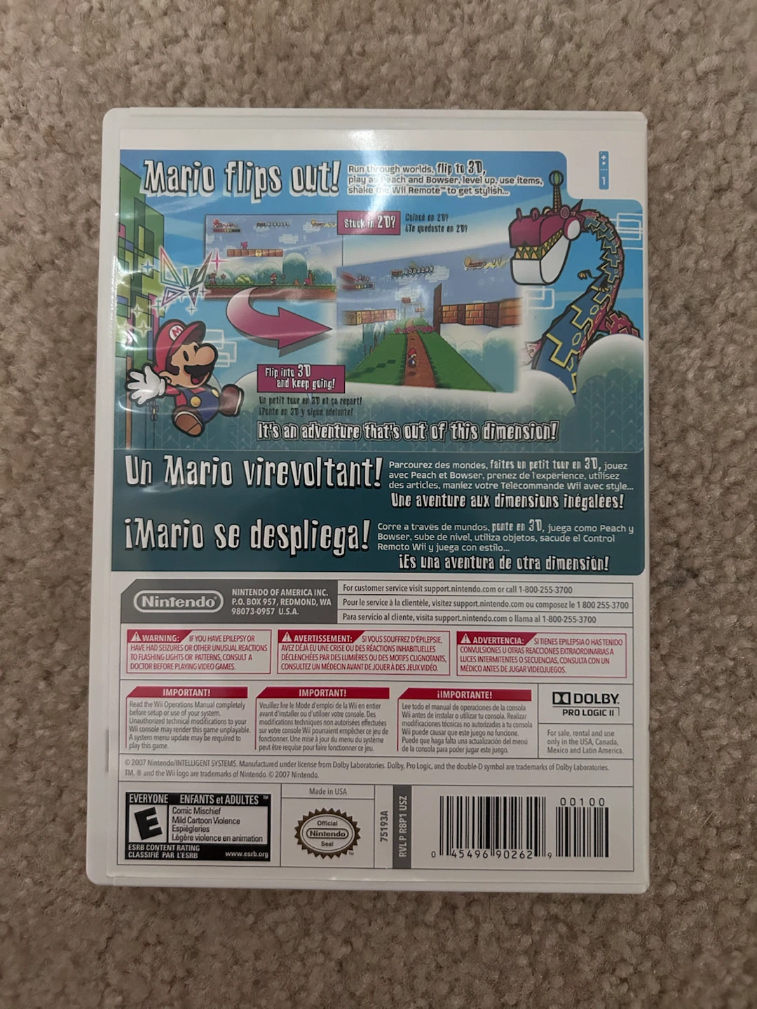 Nintendo Wii Super Paper Mario Game - photo 2