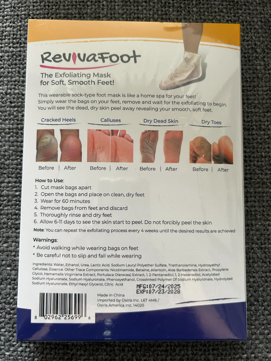 RevivaFoot Exfoliating Mask for Soft, Smooth Feet - 2 Pack - photo 2