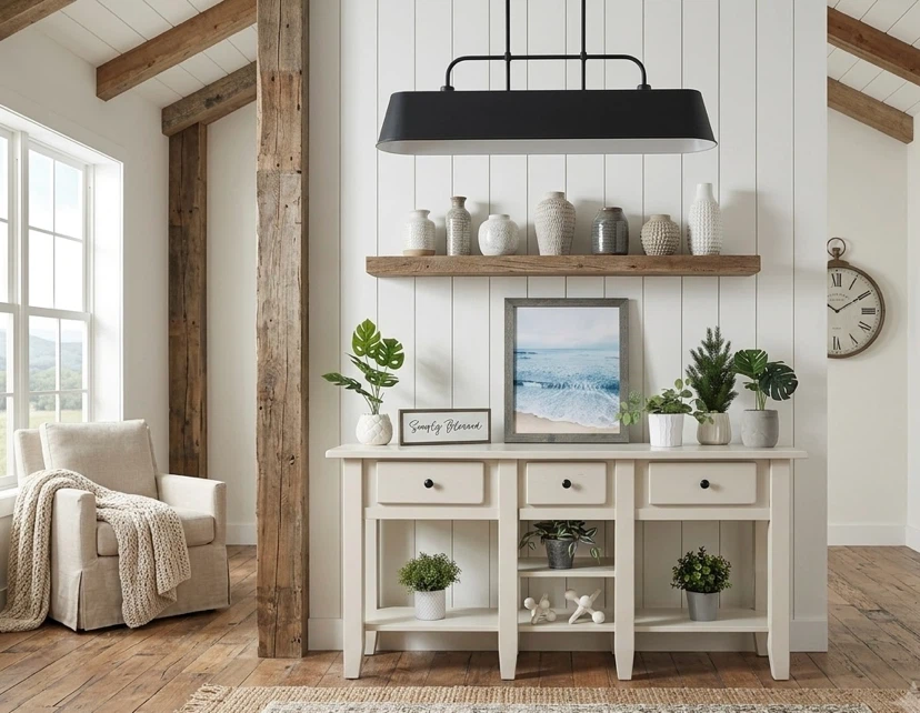 Hardwood Farmhouse Entrance Table Sideboard Cashmere