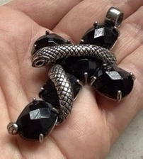 rare vintage Thomas Sabo "Adam and Eve" Black Onyx Snake Cross