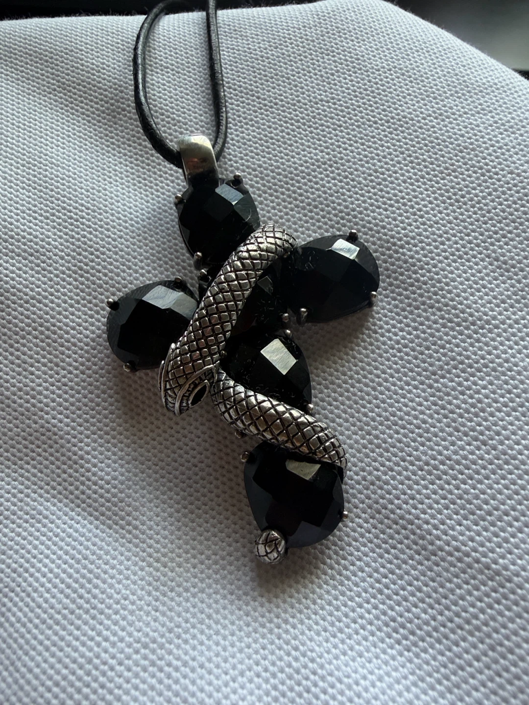 rare vintage Thomas Sabo "Adam and Eve" Black Onyx Snake Cross - photo 3