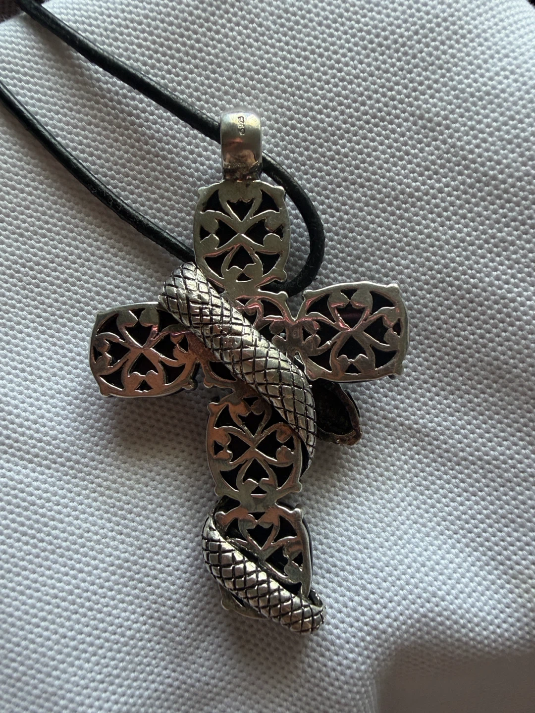 rare vintage Thomas Sabo "Adam and Eve" Black Onyx Snake Cross - photo 4