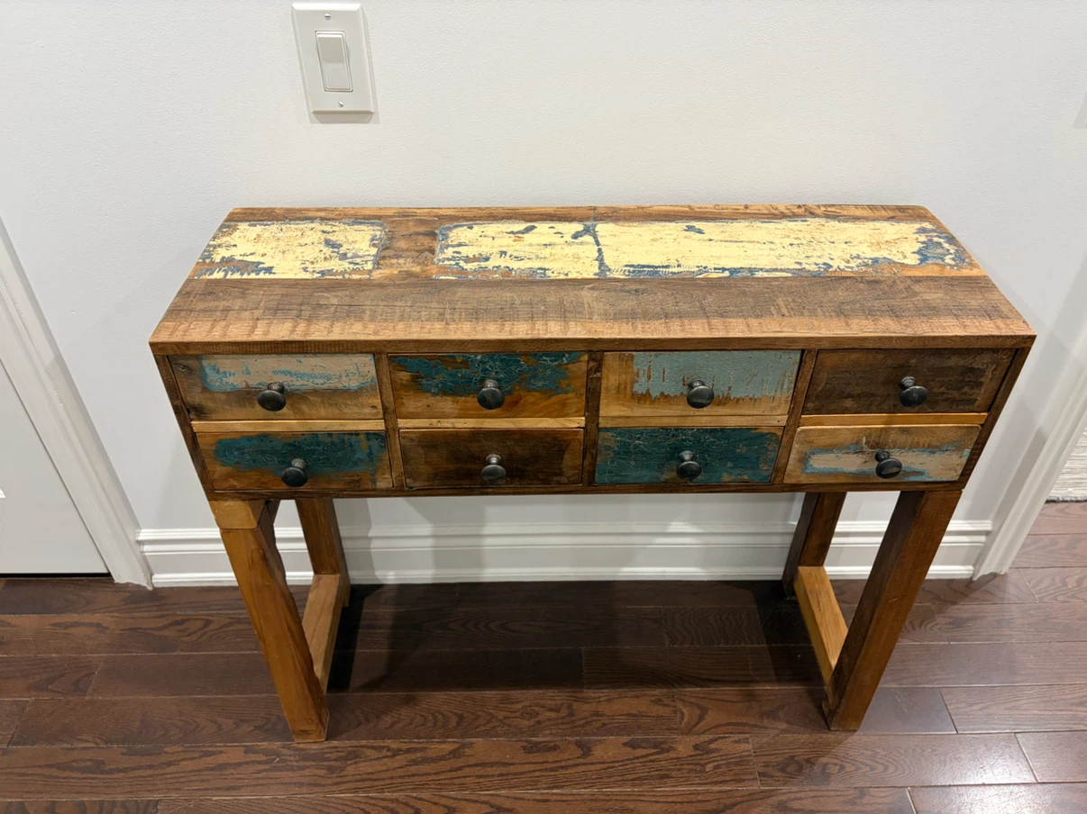 Wooden 8-Drawer Console Table