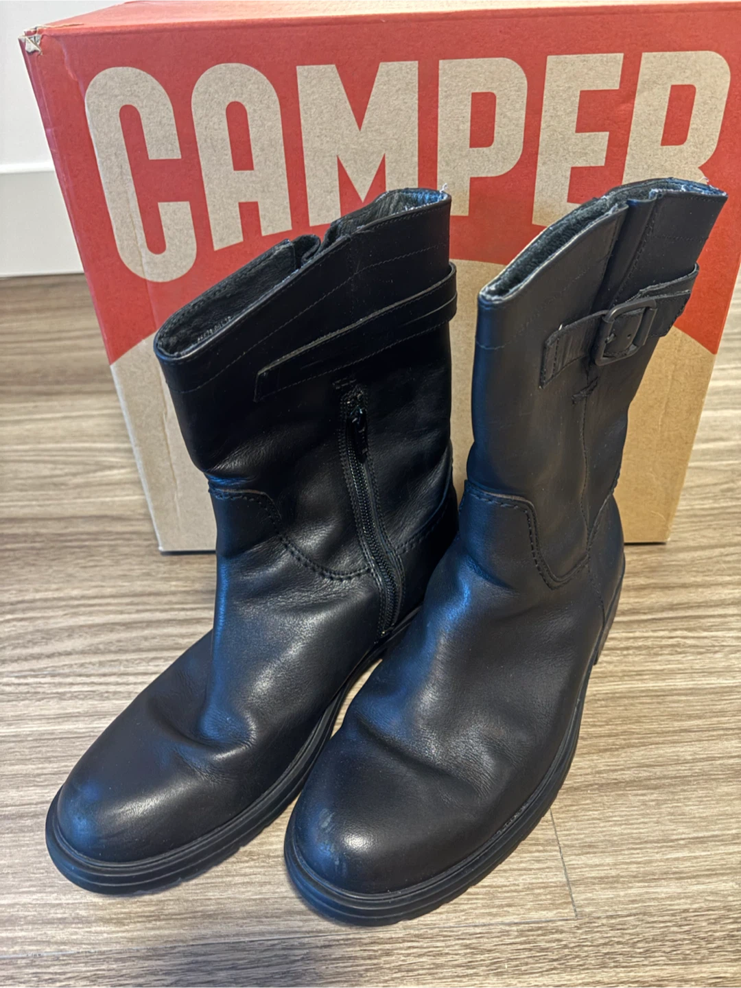 Camper Black Leather Boots - Size 38