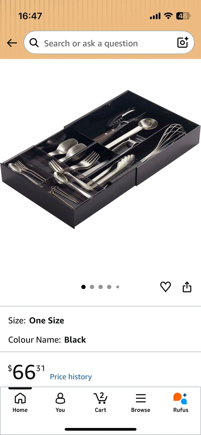 YAMAZAKI Home Expandable Cutlery Utensil Storage Tray