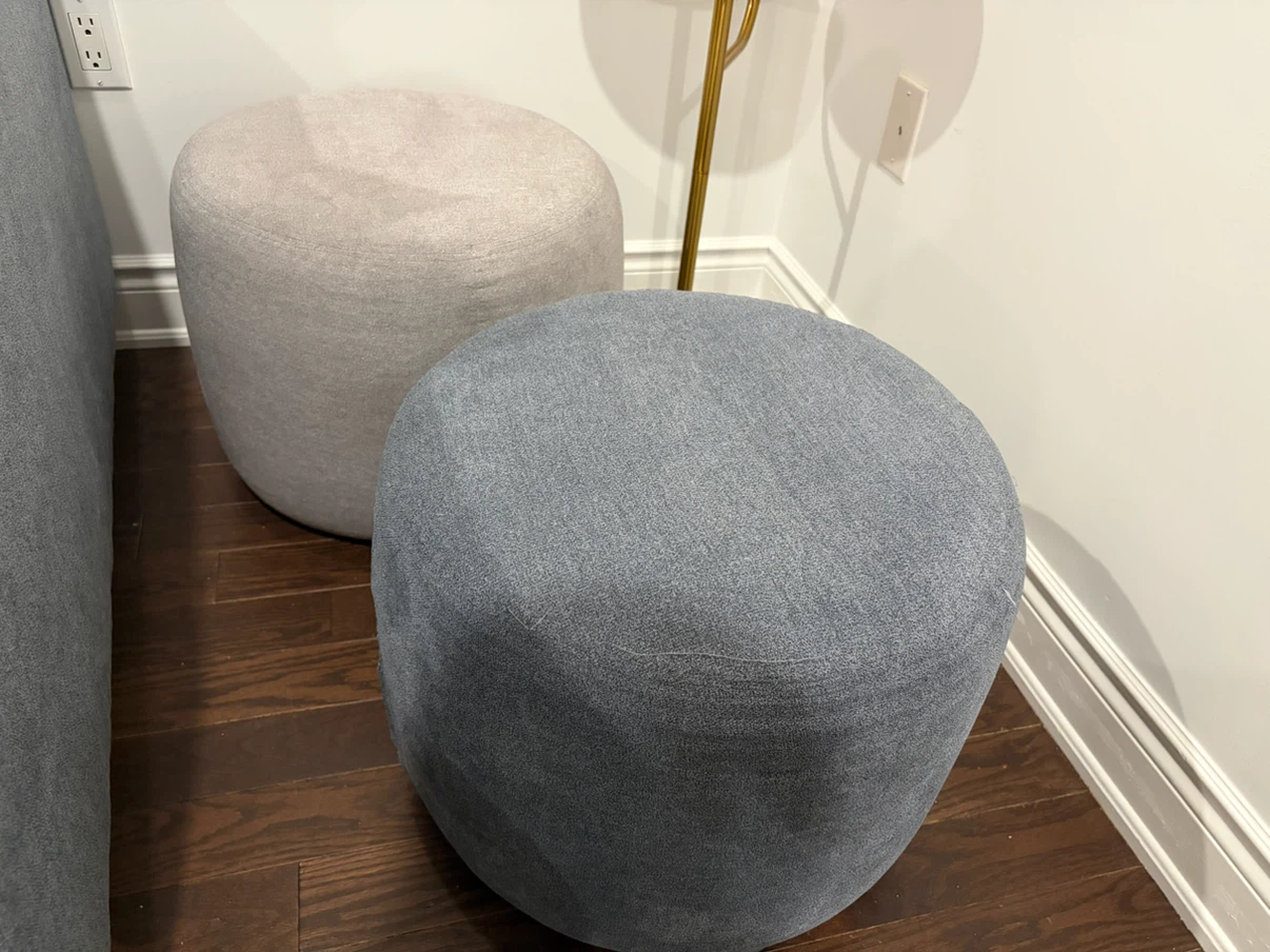 Textured Upholstered Ottomans (Set of 2)