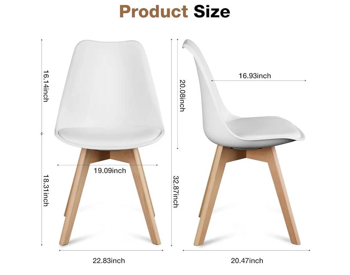 Set of 4 White Dining Chairs with Wood Legs - photo 2