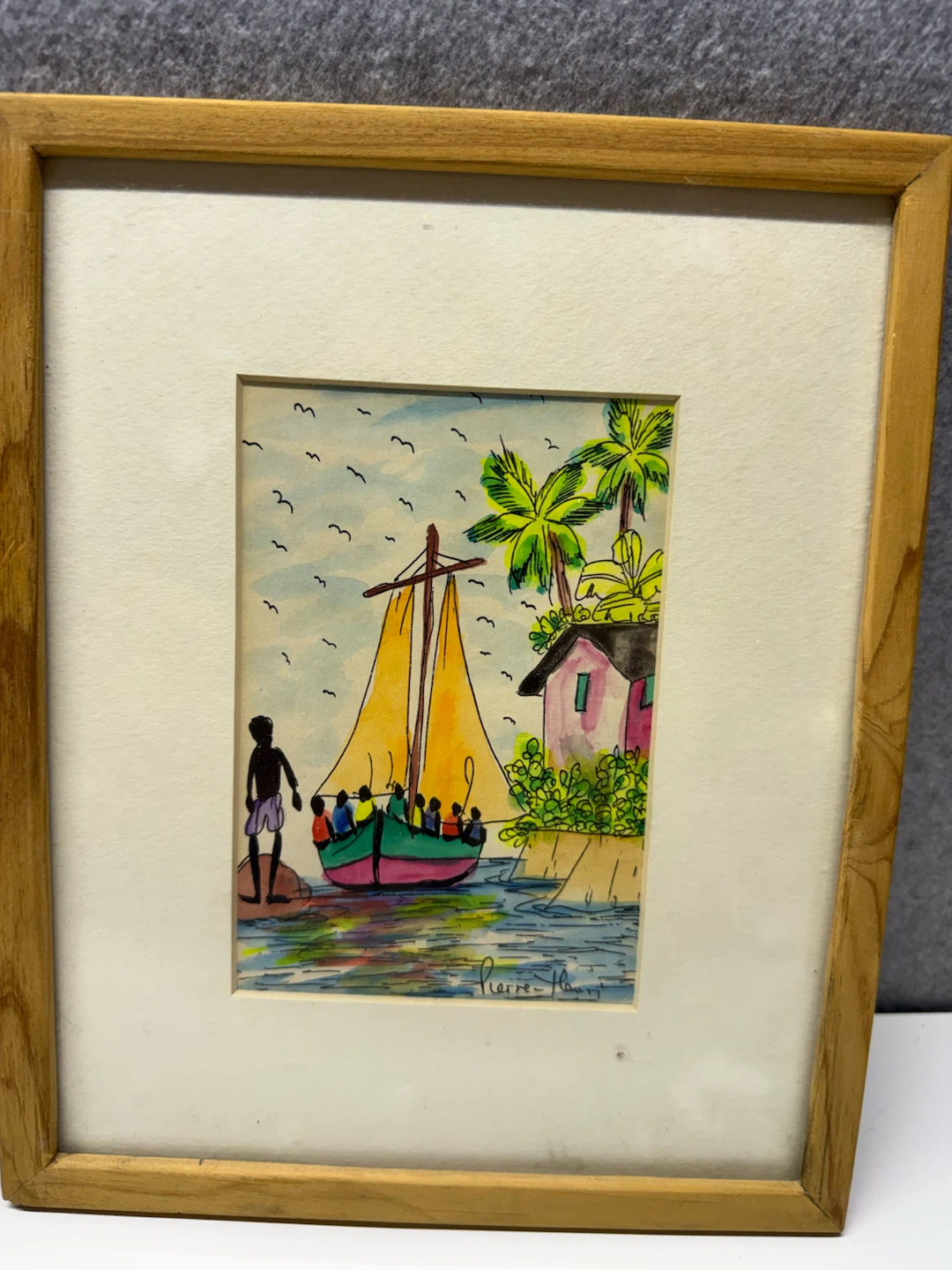 Pierre-Henri Haitian Art Painting "Boat Scene" - photo 2