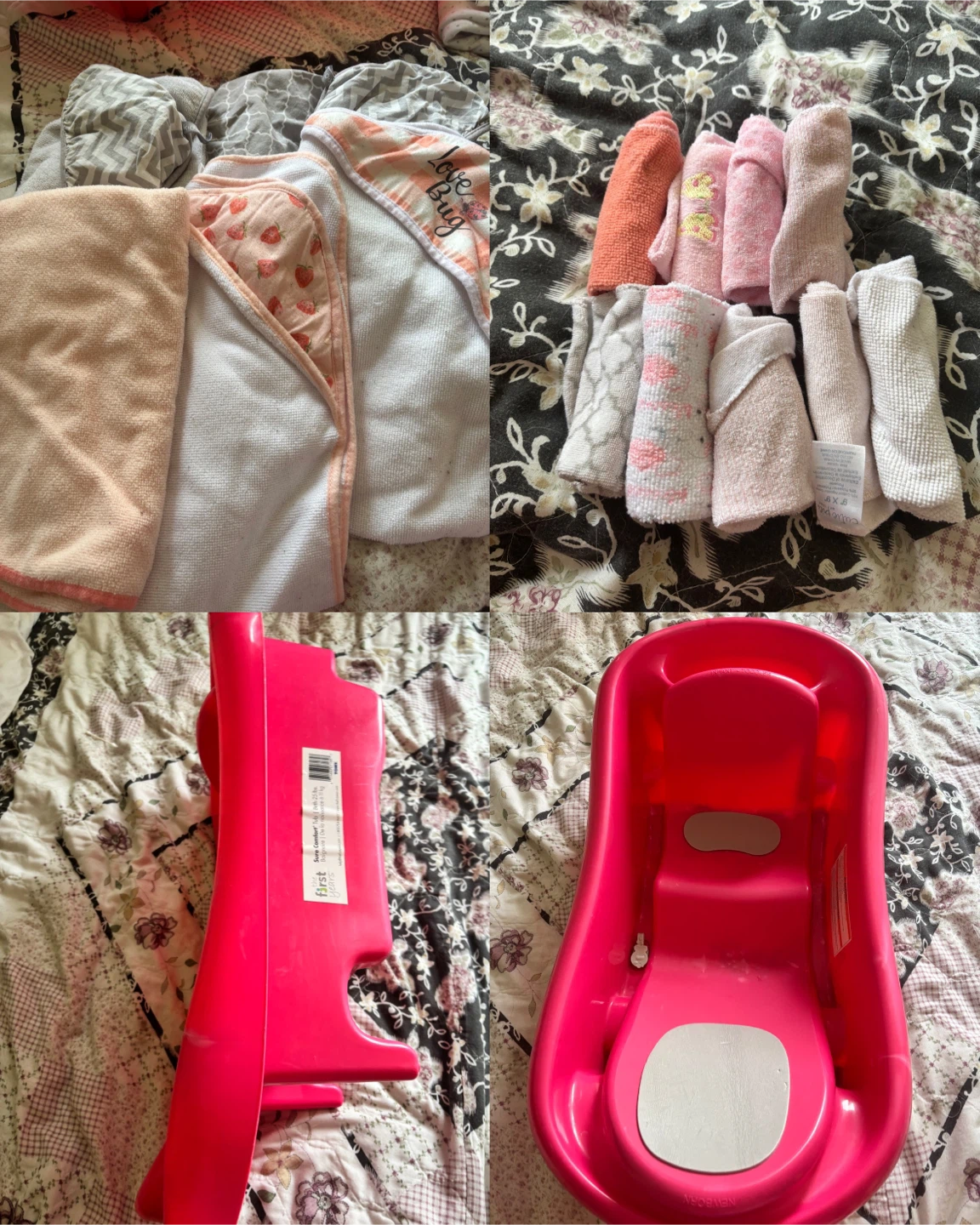 First Years Infant Bath Tub and Baby Towels