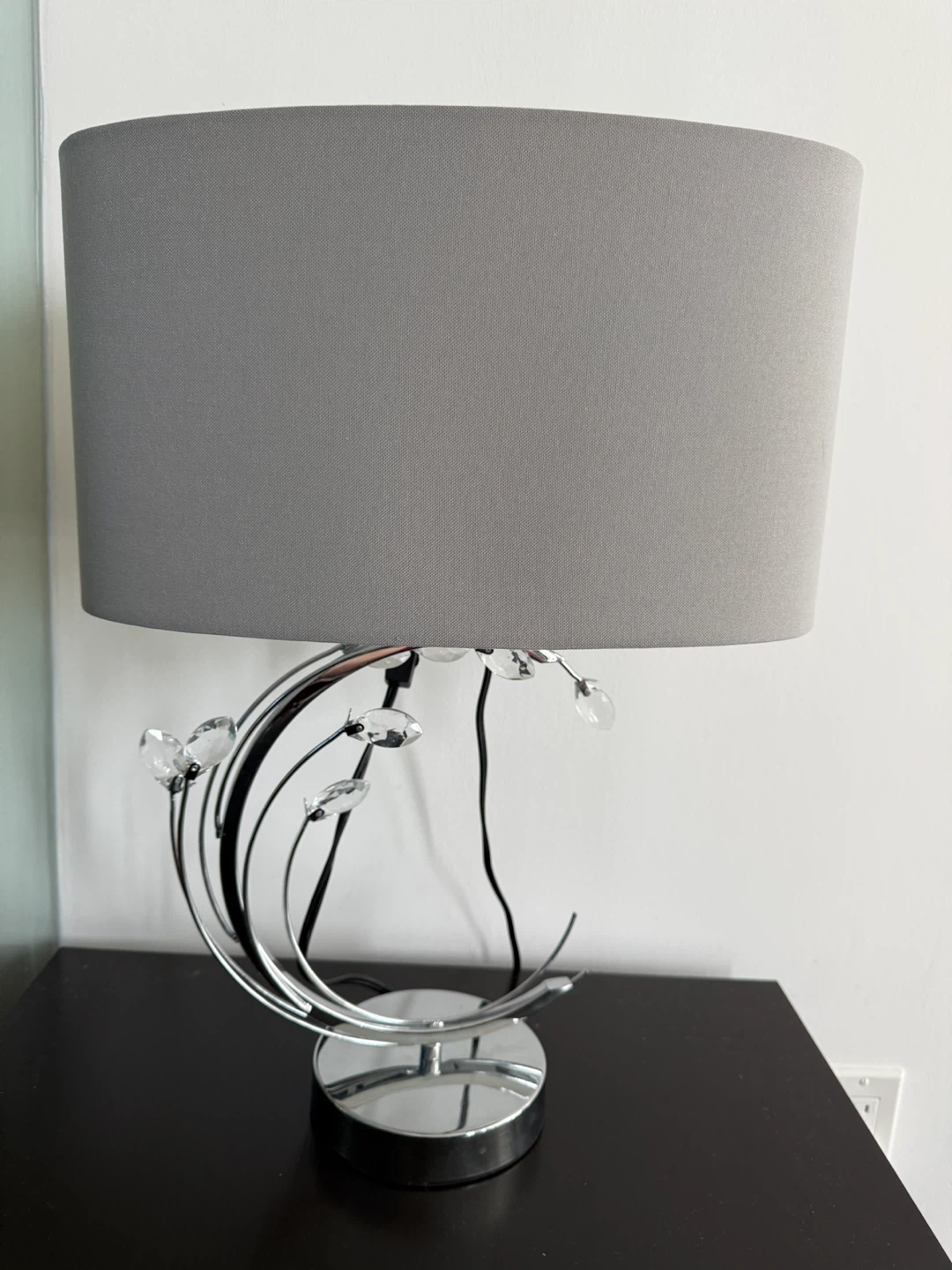 Chrome Table Lamp with Crystal Accents