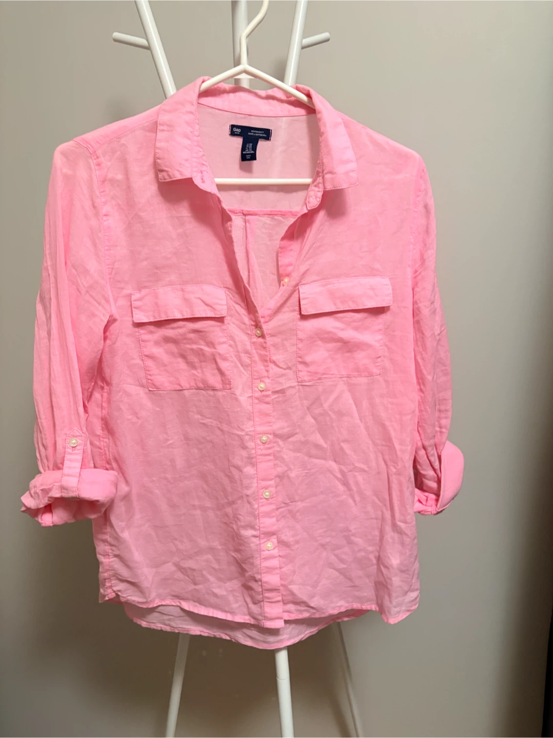 Gap Pink Boyfriend Fit Button-Up Shirt - XS