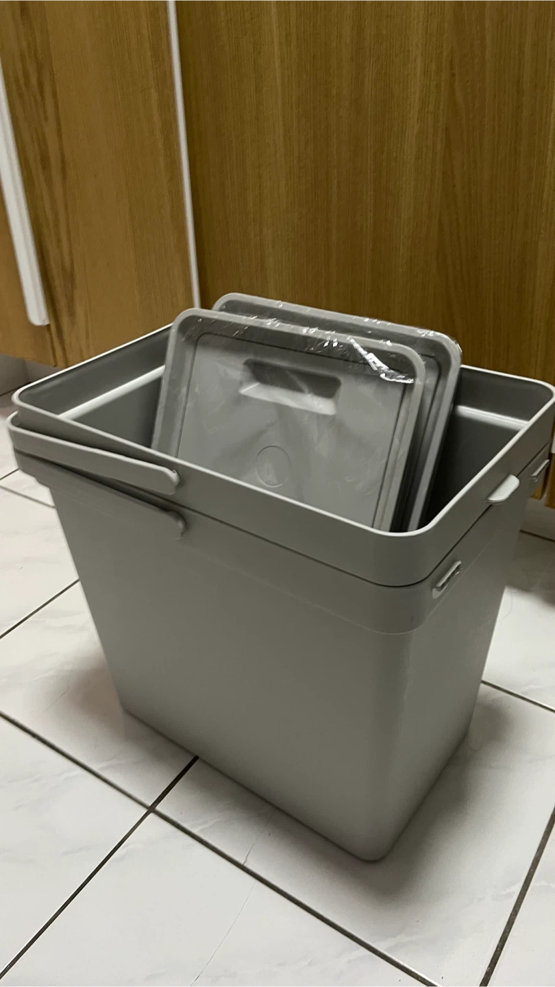 2 IKEA HÄLLBAR Bin with Lid - Light Gray