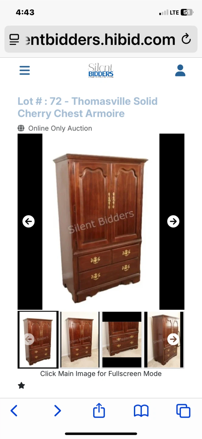 Thomasville Solid Cherry Chest Armoire