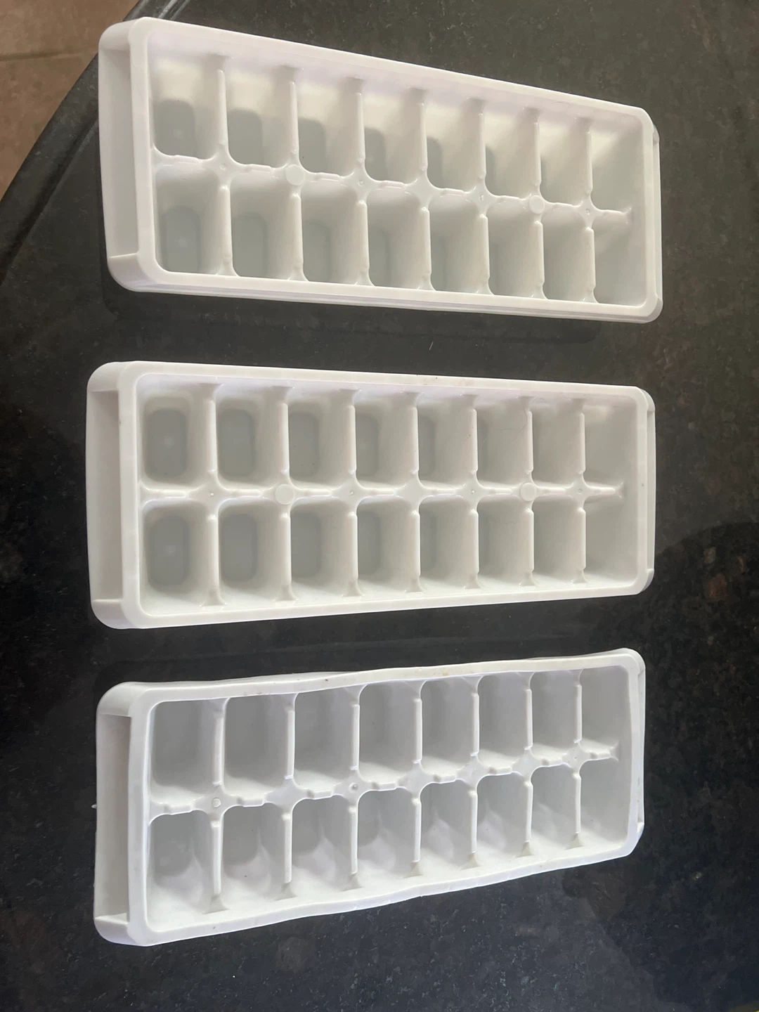 Set of 3 White Plastic Ice Cube Trays