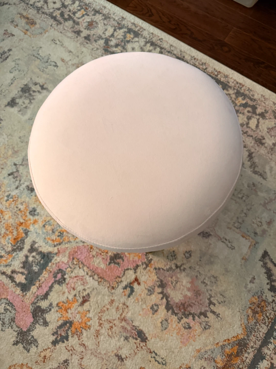 Light Pink Velvet Ottoman Stool - photo 2